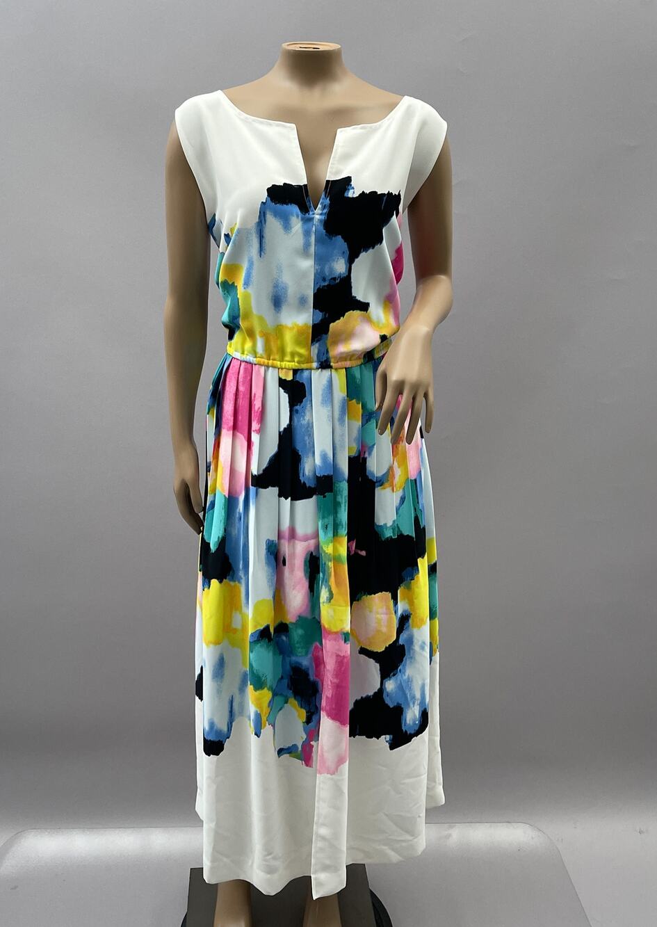 Lela Rose Lane Bryant Dress Women 28 Watercolor Print Pleated Midi Tea Wedding